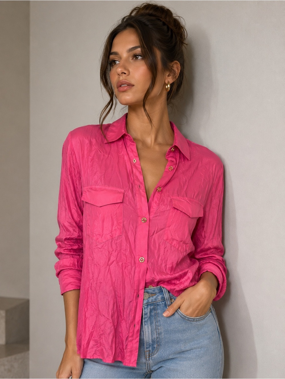 Lilly Pulitzer Hot Pink Button-Down Collared Shirt